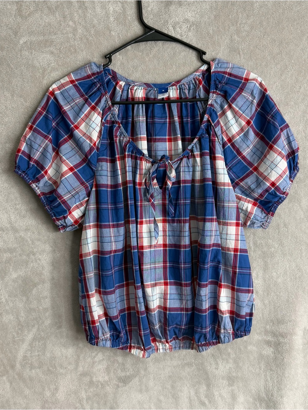Old Navy Red, White, And Blue Plaid Top